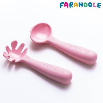 FARANDOLE 法紅荳 嬰幼兒聰明學習餐具組-小麵撈+小湯匙(粉色)