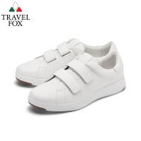 TRAVEL FOX(女) 輕雲系列 超軟牛皮雙側扣輕量舒適運動鞋 - 無瑕白