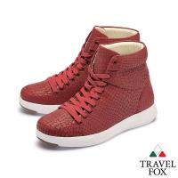 TRAVEL FOX(女) 輕雲系列 高筒超軟牛皮輕量時尚運動鞋 - 焦點紅