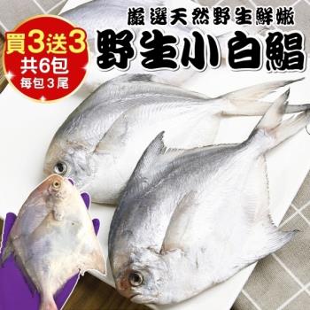 (買3送3)海肉管家-天然嚴選野生小白鯧 共6包(每包3-5尾/約300g±10%)