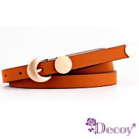 【Decoy】金屬圓幣*咖啡邊皮革細皮帶/深咖