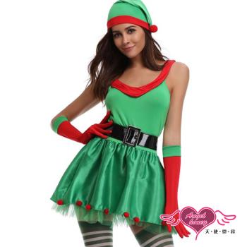 天使霓裳 角色扮演 調皮精靈 聖誕風格連身裙派對表演服(綠F) AM3151