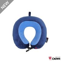 CROWN 皇冠 旅行紓壓頸枕 雙色記憶棉旅行頸枕 藍色