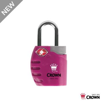 CROWN 皇冠 TSA 海關鑰匙鎖 鎖頭掛鎖 莓果紅色