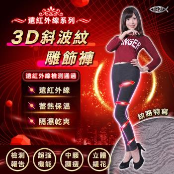 5B2F【五餅二魚】遠紅外線3D斜波紋雕飾褲