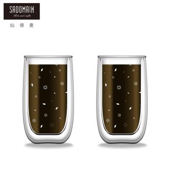 超值二入組【仙德曼SADOMAIN】雙層玻璃咖啡杯(350ml)