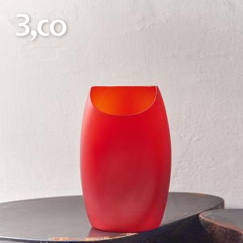 3,co 玻璃月型口扁平花器(8號) - 紅