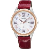 SEIKO精工 LUKIA情人節限量 彩漾太陽能女錶(銀x玫瑰金/33mm) V137-0DC0J SUT370J1