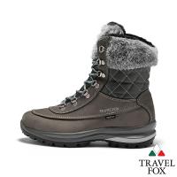 TRAVEL FOX(女) GRITEX 歐系登山系列 牛皮防震禦寒高筒兔毛邊登山鞋 - 卡其