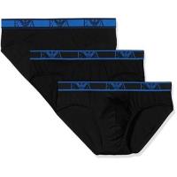EMPORIO ARMANI 男時尚炫藍鷹標黑色三角內著3件組(預購)