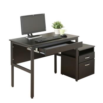 DFhouse 頂楓90公分電腦辦公桌+1抽屜+活動櫃-黑橡木色