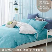 夢工場 步履不停天絲頂規款兩用被鋪棉床包組-雙人
