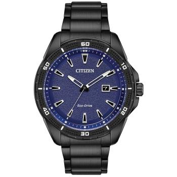 CITIZEN 星辰 光動能內斂簡約時尚腕錶/藍X黑45mm/AW1585-55L