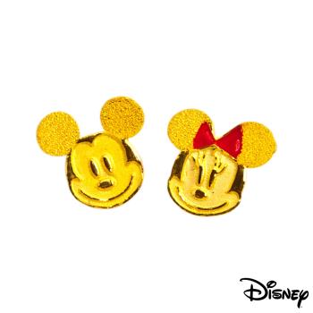 Disney迪士尼系列金飾 黃金耳環-搖擺米奇美妮大頭款