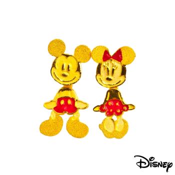 Disney迪士尼系列金飾 黃金耳環-搖擺米奇美妮全身款
