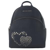 MICHAEL KORS ABBEY 新款心型鉚釘防刮皮革後背包.海軍藍