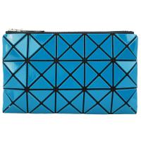 ISSEY MIYAKE 三宅一生 BAOBAO 3x5幾何方格長型亮面零錢手拿包-孔雀綠