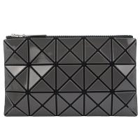 ISSEY MIYAKE 三宅一生 BAOBAO 3x5幾何方格長型亮面零錢手拿包-深灰