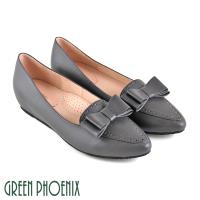 GREEN PHOENIX 立體雙層蝴蝶結全真皮內增高尖頭娃娃鞋U32-29062