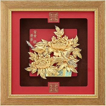 [開運陶源] 純金祥和金箔畫系列 牡丹 榮華富貴 (24 x24 cm) 