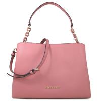 MICHAEL KORS SOFIA金字LOGO防刮全皮革手提/斜背兩用包(薔薇粉色/大)