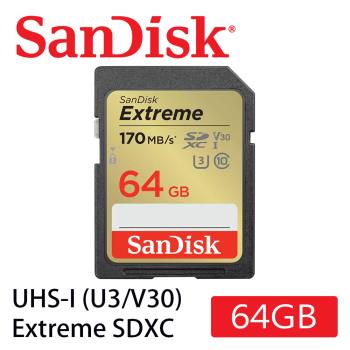 SanDisk Extreme SDXC 64GB 記憶卡 UHS-I,V30,U3,C10 [公司貨]