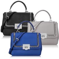 MICHAEL KORS TINA 防刮牛皮鍊帶造型手提/斜背兩用包(三色選)