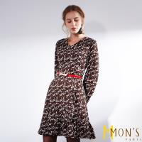 MONS歐系浪漫修身印花洋裝