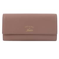 GUCCI 376186 SWING×FLORA 限量牛皮扣式長夾.裸玫