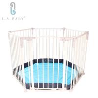 L.A. Baby 多功能兒童安全自動上鎖遊戲圍欄/護欄 (附藍色軟墊)