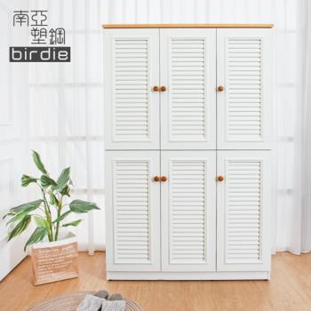 Birdie南亞塑鋼-4尺六門塑鋼百葉高鞋櫃(原木色+白色)