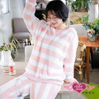 天使霓裳 清新微甜 法蘭絨二件式長袖成套休閒服(粉白F) HO9547