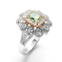 【絕世精品】雅紅珠寶 GIA-2.10CT-Fancy Greenish Yellow-VS2-黃綠彩鑽戒指-兩用