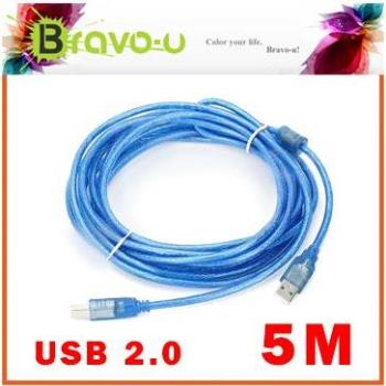Bravo-u USB 2.0 傳真機印表機連接線/A公對B公-(透藍5米) 2入