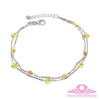 【AS EVER DIAMOND】義大利14K金手鍊 綻放花朵3色双鍊手鍊