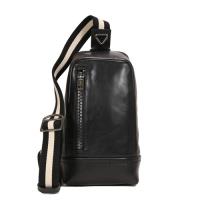 BALLY TANIS牛皮織帶型男單肩後背胸掛斜背包(黑色)