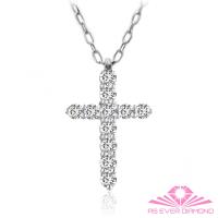 【AS EVER DIAMOND】日本進口0.10克拉鑽石套鍊 18K白金項鍊 十字架鑽墜