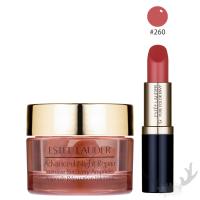 ESTEE LAUDER雅詩蘭黛 經典入門組(絕對慾望奢華潤唇膏#260 2.8g+特潤修護60天極效安瓶(小瓶10顆))