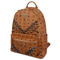 MCM 人氣限量款鉚釘經典LOGO後背包-棕色