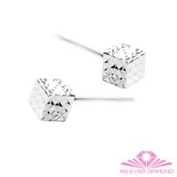 【AS EVER DIAMOND】義大利進口 18K金耳環 簡約立體方形菱形