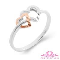 【AS EVER DIAMOND】義大利進口 18K金戒指 双色双愛心戒指
