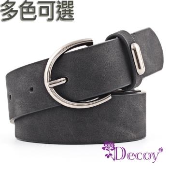 【Decoy】霧粉色調＊圓型扣寬版時尚皮帶/3色可選
