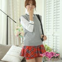 天使霓裳 學生服 氣質荷葉邊角色扮演(紅灰M,XL) CG15123
