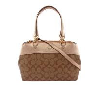 COACH PVC LOGO拼皮革手提/斜背二用包(MINI)(金) F39521 IMO5I
