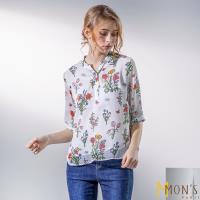 MONS歐系精品優雅雪紡印花長版上衣