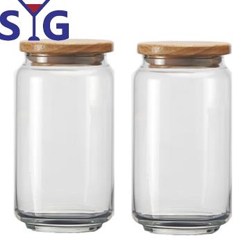 SYG玻璃原木蓋儲物罐1000cc- PSJ1000二入組