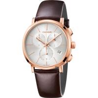 Calvin Klein CK Posh 計時手錶-銀x玫瑰金框/42mm K8Q376G6