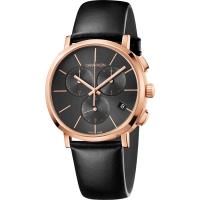 Calvin Klein CK Posh 計時手錶-玫瑰金框x黑/42mm K8Q376C3