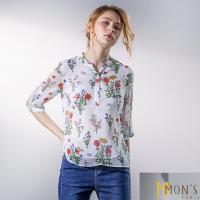 MONS歐系精品優雅雪紡印花長版上衣