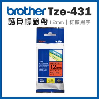 Brother TZe-431 護貝標籤帶 ( 12mm 紅底黑字 )